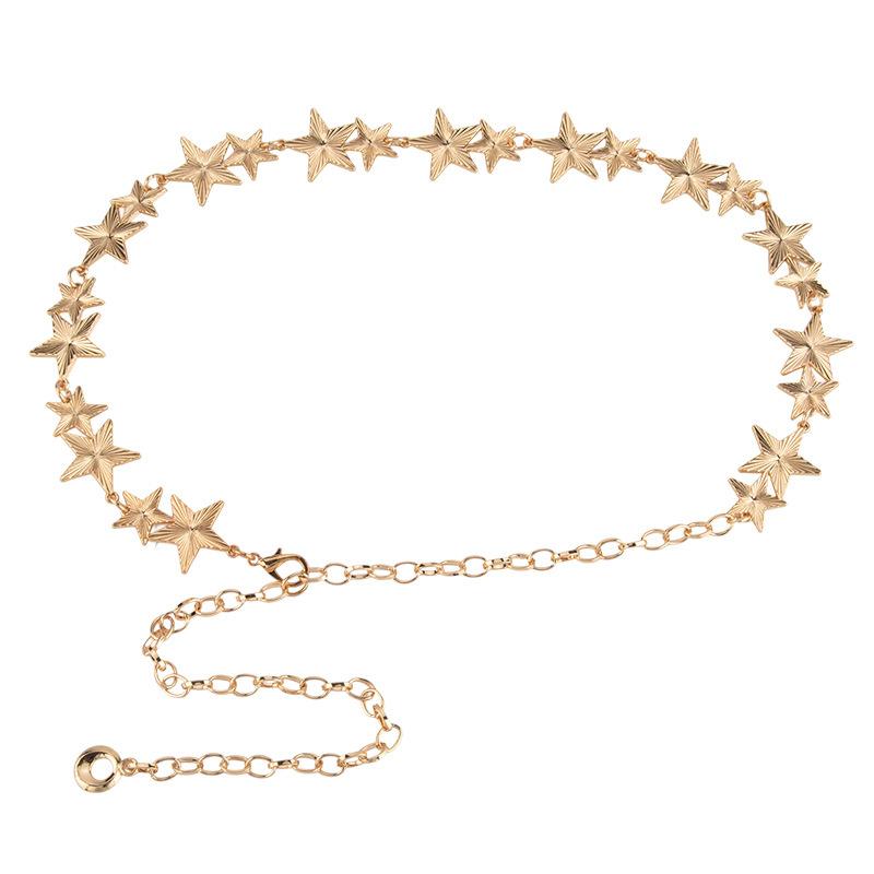 New Five-pointed Star European and American Style Waist Chain Women's Versatile Dress Waist-hugging European and American Style Waist Rope for Girls