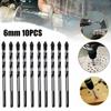 Set of 10 6mm Carbide Drill Bits with Triangular Handle for Porcelain Tile Concrete Brick Glass Drilling Applications