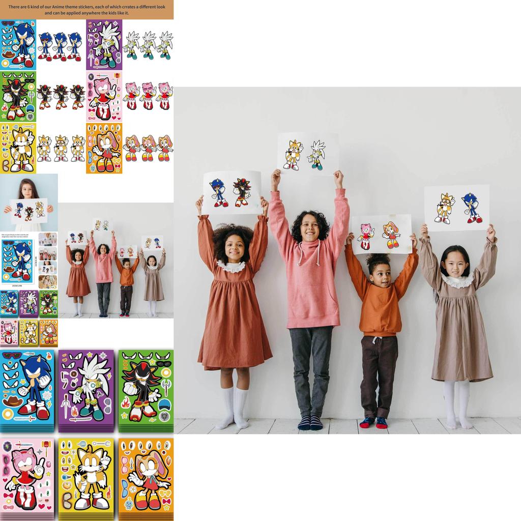 Adorable Sonic The Hedgehog Kids Anime Puzzle Interactive Sticker Diy Craft Set