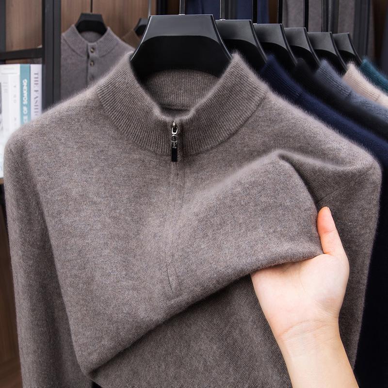 Men's Premium Cashmere Half-Zip Sweater - Winter Thickened Pullover