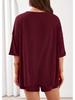 European Women's Loose V-Neck Two-Piece Set: Short-Sleeve Top and Shorts, Casual.