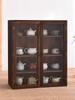 Solid Wood Tea Cup Display & Storage Shelf with Dustproof Glass