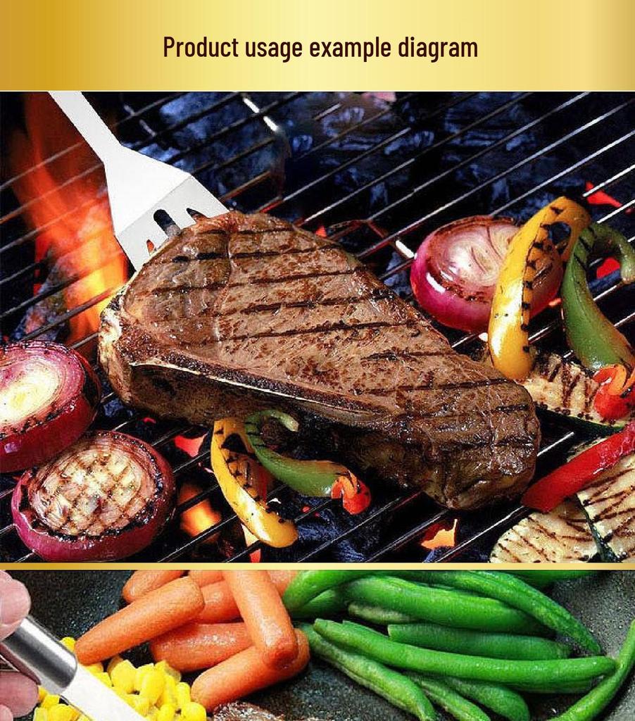 Outdoor BBQ Stainless Steel Tool Set: Knife, Fork, and Spatula