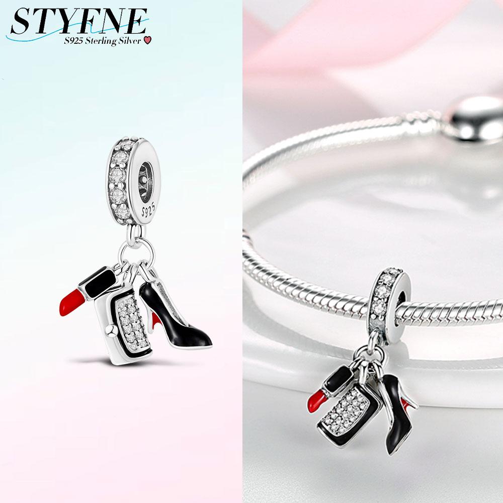 Charms Coppergirls' Lipstick High Heels Bags Pendants Fit Charms Plataoriginal Bracelet Beads Women Jewellery Making