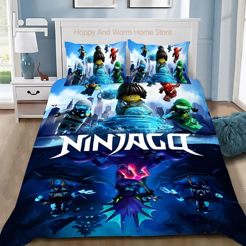 Påslakan Tecknad Spel Kuddfodral Sängkläder Set Pojke Flicka Sovrumsinredning Pojkar-N-Ninjagos-Present Enkel Dubbel Stor Storlek