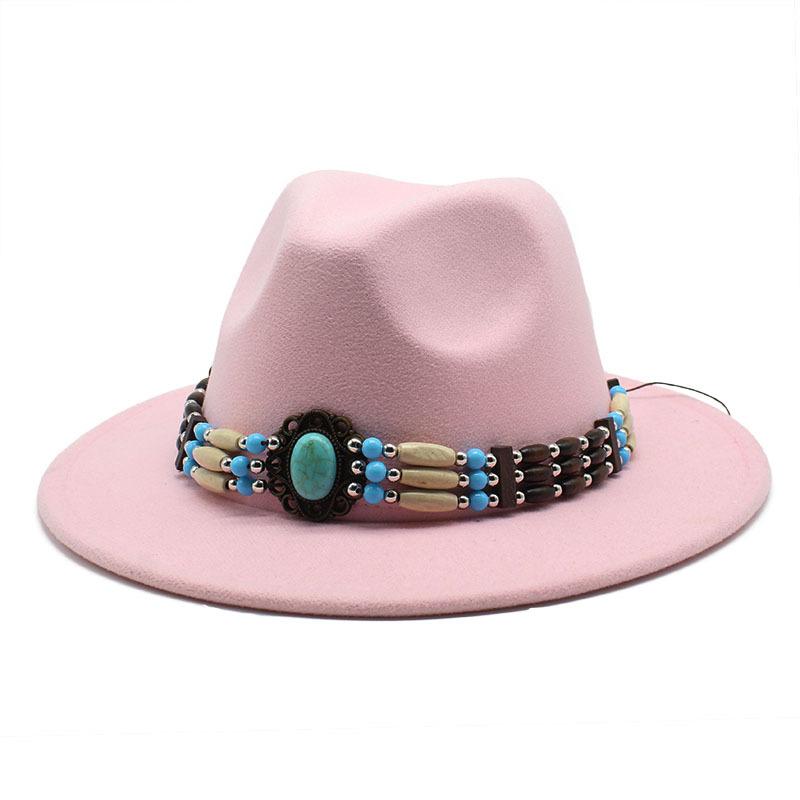Jazz Hat Woolen Imitation Wool Felt Hat Neutral Versatile Top Hat Men'S And Women'S Cowboy Hats