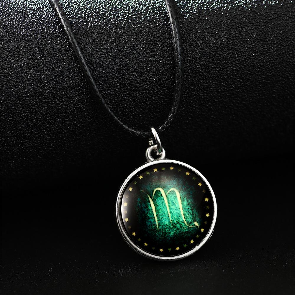 Twelve Constellations Luminous Glass Pendant Necklace - Personalized Fluorescent Student Jewelry