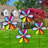 Garden Windmill Set Of 4 Petal Shape Colorful Yard Pinwheels Weather-Resistant Outdoor Decorations For Patio Lawn Terrace Porch