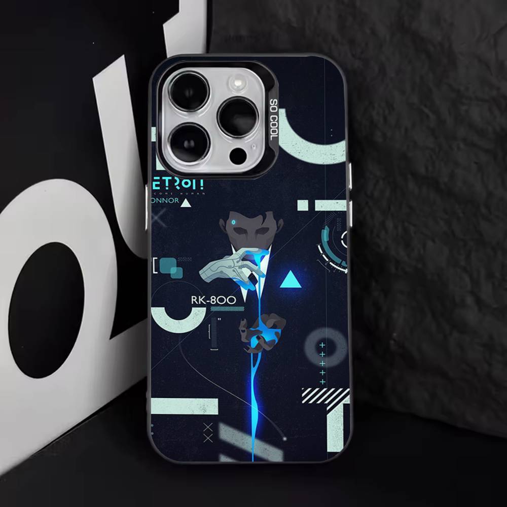 D-Detroit Become Human Phone Case For iPhone 17,16,15,14,13,12,11,Pro,XS,Max,Plus,Mini,SE4,E Black Matte Shockproof Cover