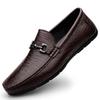 Men's Round-Toe Embossed Crocodile Pattern Cowhide Slip-On Casual Summer Loafers