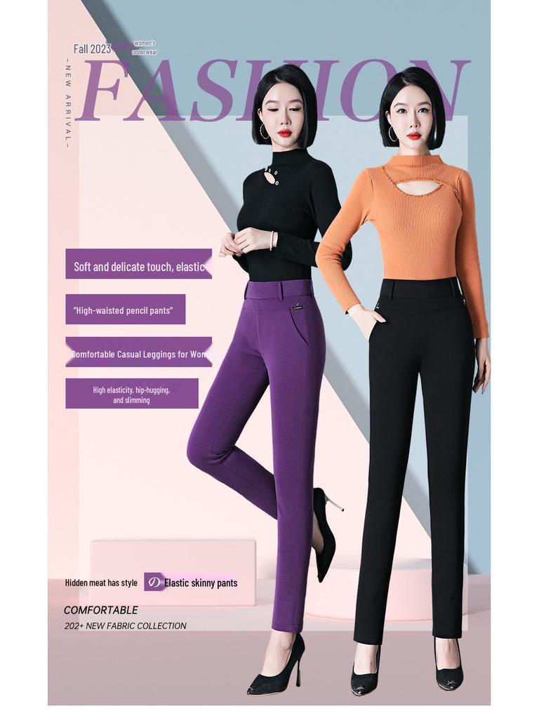 2025 Damen Leggings mit elastischem Bund: Frühling & Herbst, Mittleres Alter & Ältere, Slim Fit Bleistifthose