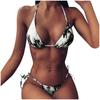 Women's Tie- Print High-Breasted Straps Bikini Set Two-Piece Swimsuit