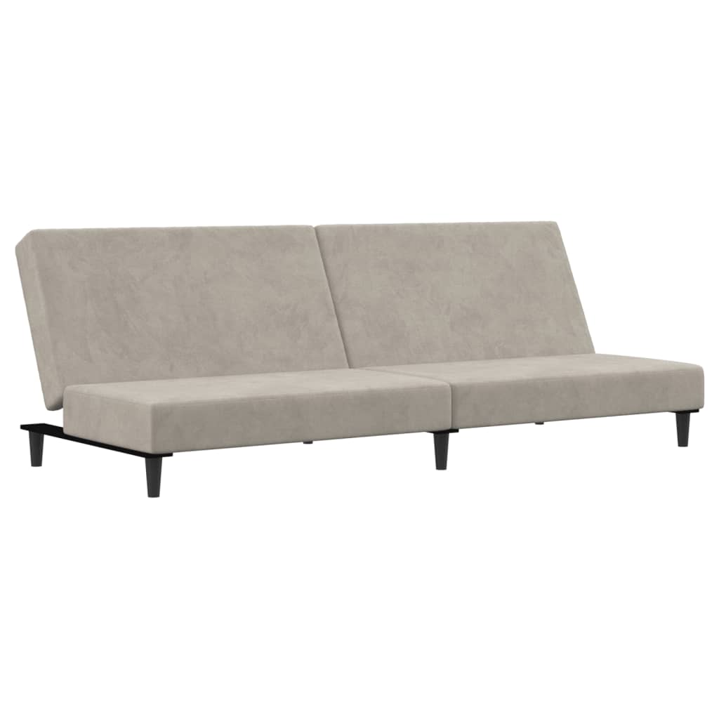 2 Seater Sofa Bed Light Grey Velvet