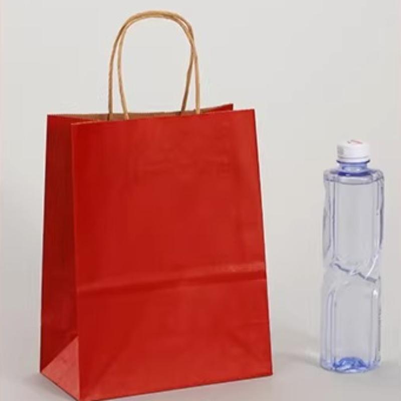 

Supermarket Gifts Kraft Paper Bag Gift Packaging Red Tote Bags Baking Milk Tea Takeaway Packaging Bag 50pcs Reinforced and Thickened Paper Pockets vertical form 15x8x21cm