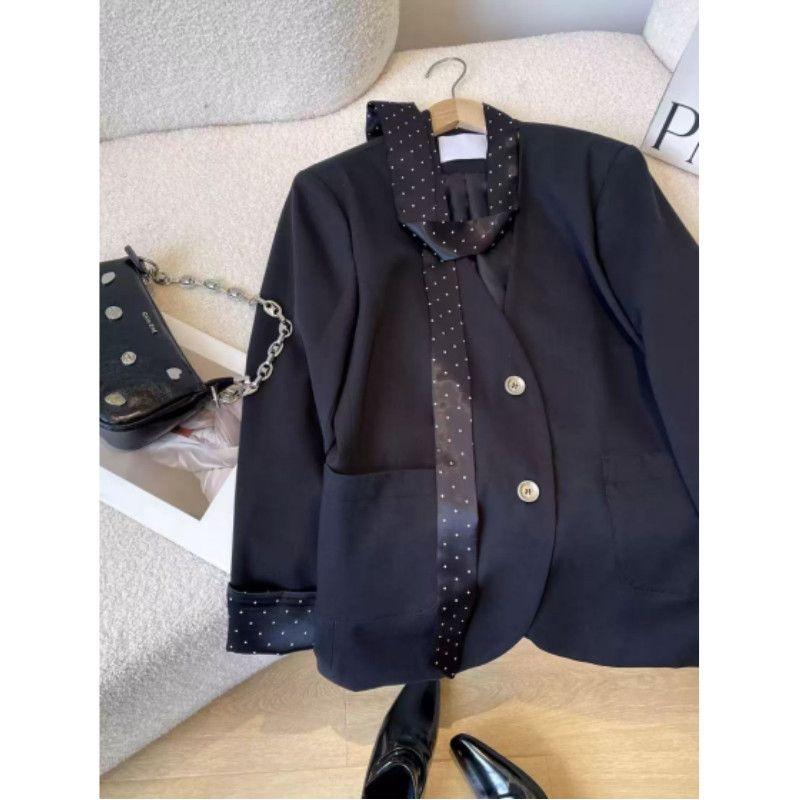 Women Black Blazer Autumn Slim Fit Stylish Office Jacket Fashionable Tailored Suit for Casual Wear