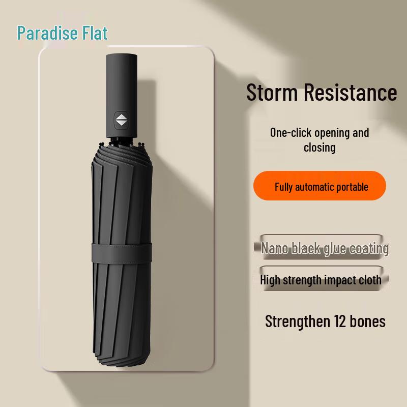 Tiangang 12-Rib Automatic Black Sun/Rain Umbrella