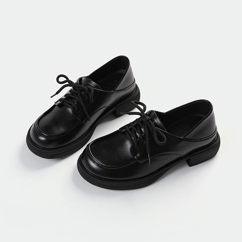British Style 313233 Small Size Lace-up Small Leather Shoes Women's One-pedal Inner Heightening Loafers Women's 2025 Spring New Models