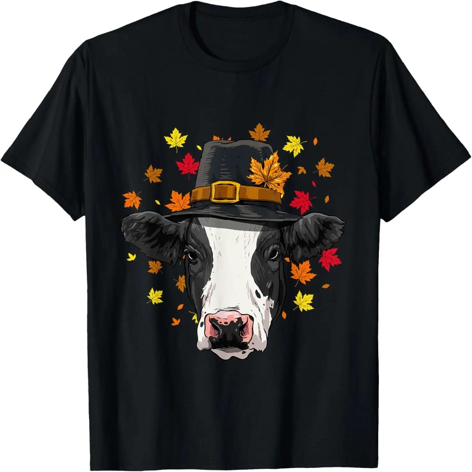 Thanksgiving Cow Pilgrim Costume Men Women T-Shirt S