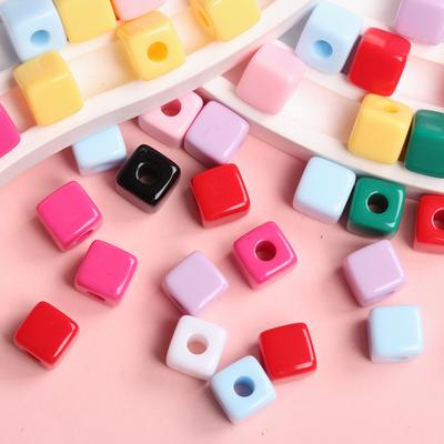 Home Party Supplies Candy Color 10mm Accessories Acrylic Fashion Spacer Beads For Jewelry Making Handmade Square Shape
