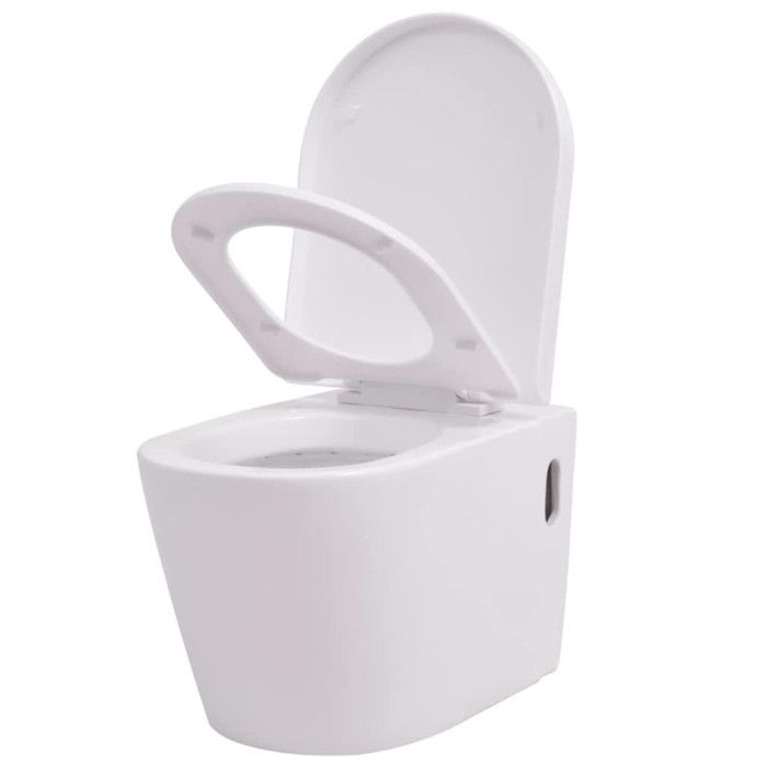 Wall-hung Toilet - vidaXL - Ceramic - Concealed Cistern - Soft-close System - White