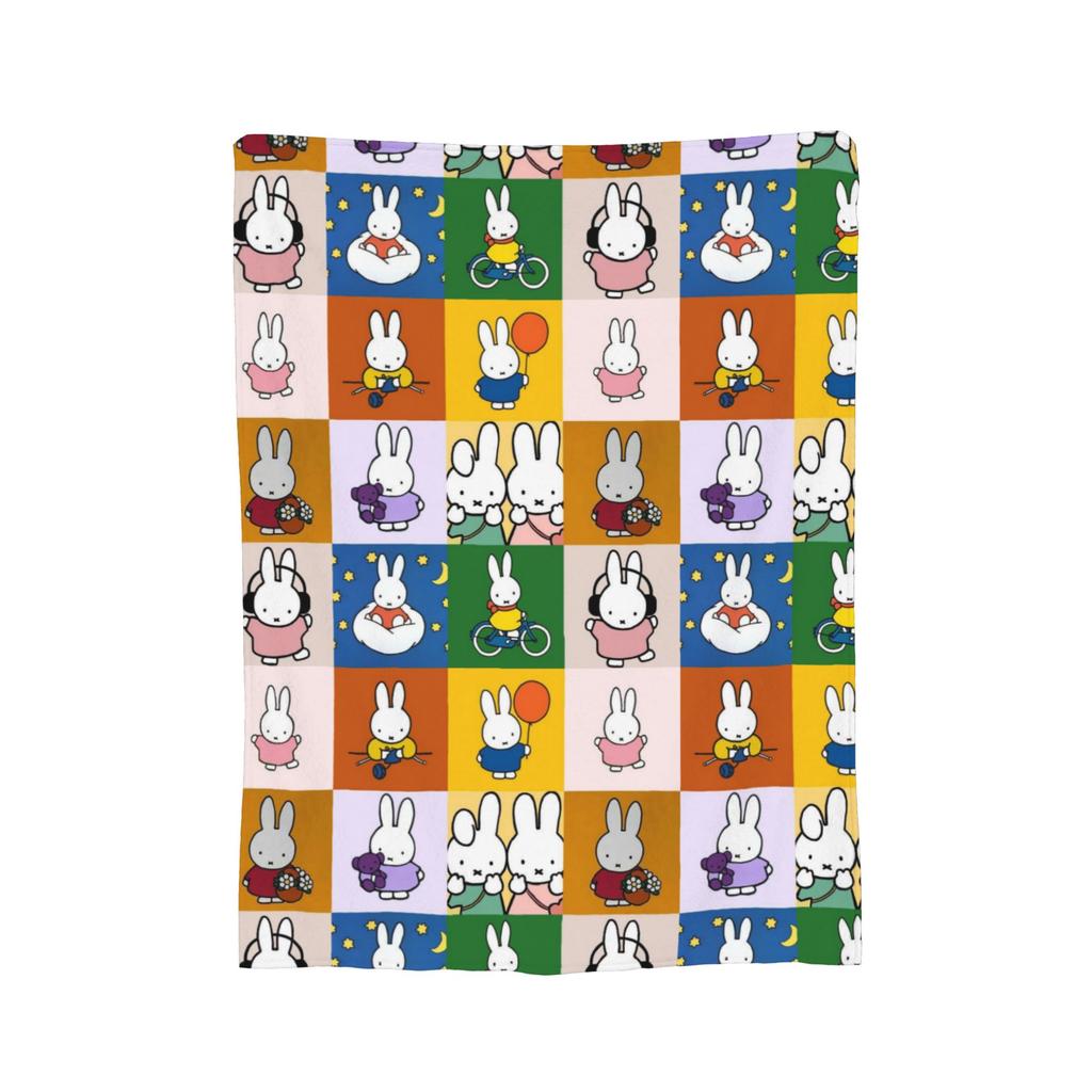 M-Miffys Cute Rabbit Print Blanket For Men Women Ultra Soft  Throw Blankets for Living Room 50x60 Inches Multi-size