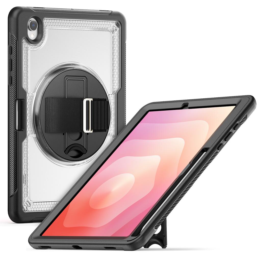 For Samsung Galaxy Tab S11 Case Hand Strap Kickstand PC + TPU Tablet Cover with Pencil Holder