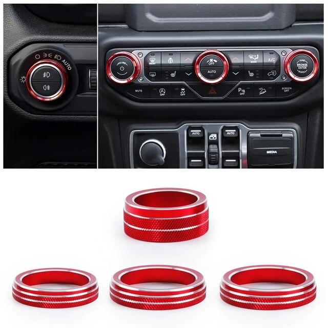 Car Headlight Air Conditioning Switch Knob Decoration Cove Center Console Button Trim For Jeep Wrangler Accessories JL JLU