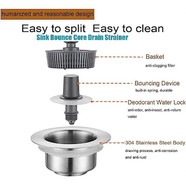 Peshoriadm Sink Strainer, Peshoriadm Sink Drain, Indicativet Sink Strainer, 2024 New Upgraded Sink Bounce Core Drain Strainer, Kitchen Sink Drain