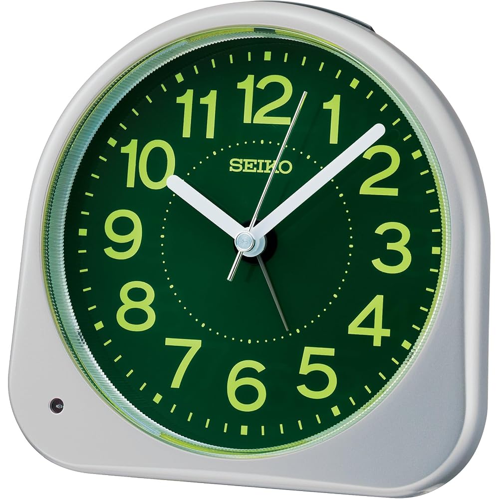 Seiko Clock Alarm Clock, Table Clock, Analog, Visible at Night, Silver Metallic, 113 x 116 x 66 mm, KR525S