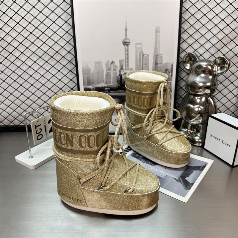 Waterproof version of Gypsy Moon Snow Boots Women's, winter medium-high lace-up non-slip warm ski shoes