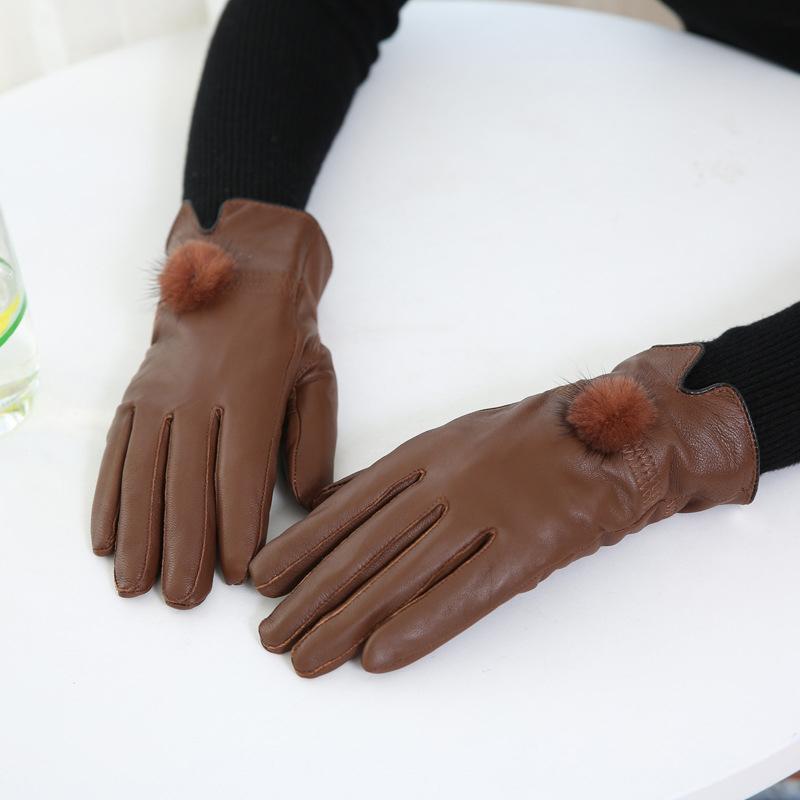 Mănuși din piele naturală pentru femei Mănuși de ciclism din catifea îngroșată și caldă
