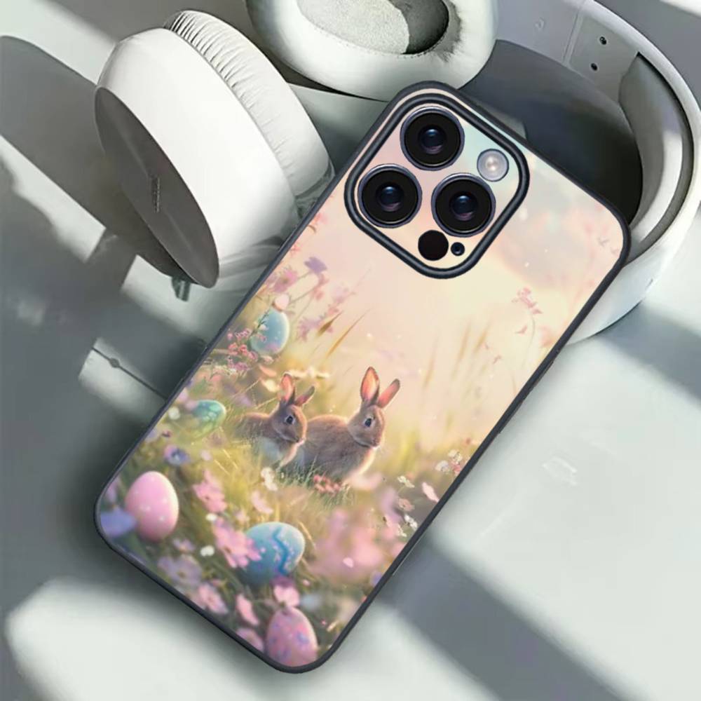 1PC Easter Bunny Eggs Phone Case For iPhone 16 15 14 13 12 17 PRO MAX PLUS Mini TPU Soft To Skin-friendly Case