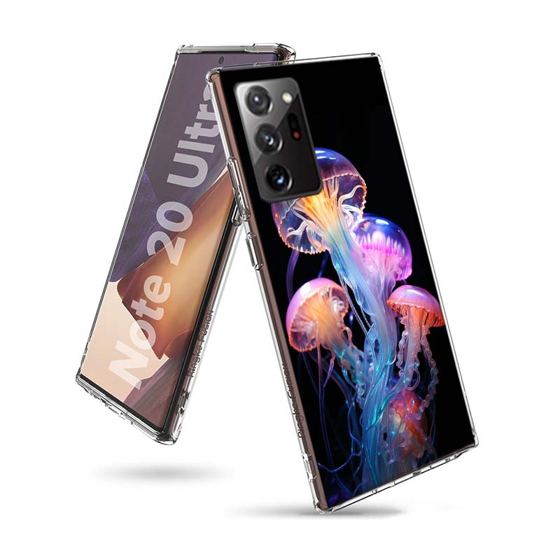 Enchanting Neon Jellyfish Phone Case for Samsung A55 A35 A25 A15 A07 A05S A16 A17 A26 A36 A37 A56 A57 Galaxy Note 20 10 A50S A71