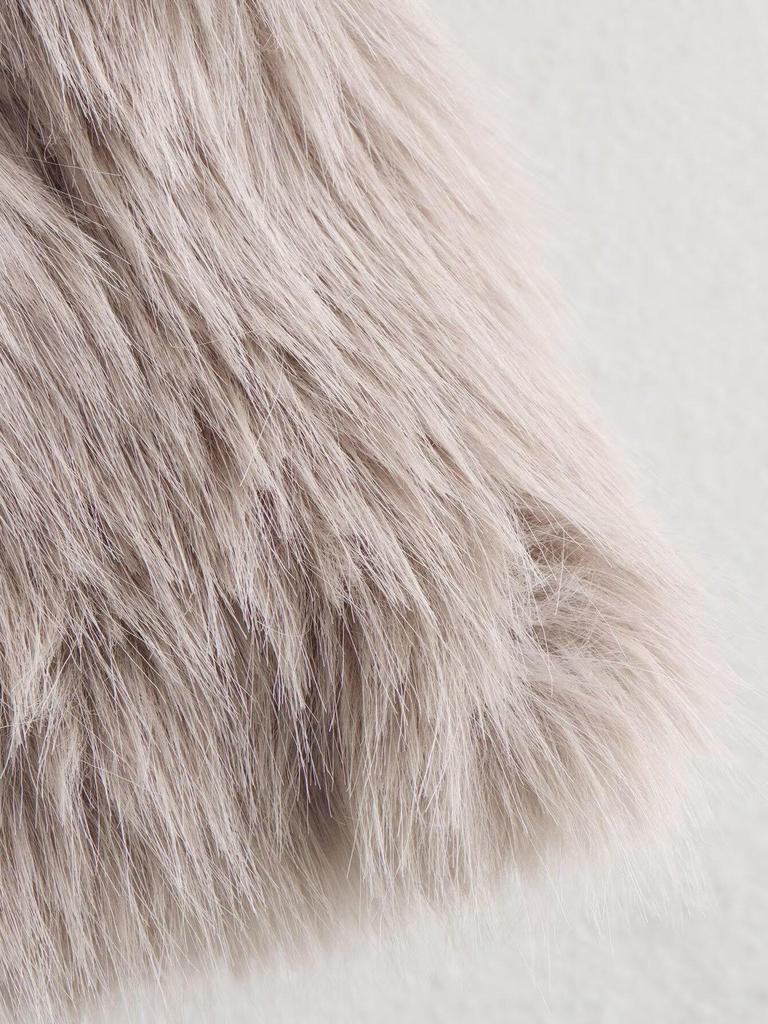 Plus Size Women's Faux Fur Lapel Jacket - 2024 Spring/Autumn European & American Style