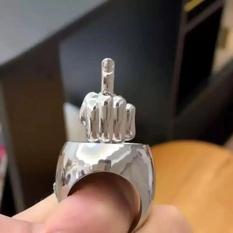 Anillo emergente divertido para el dedo medio, regalo de broma para el dedo medio, anillo divertido para aliviar el estrés, anillo interactivo para expresar el estado de ánimo.