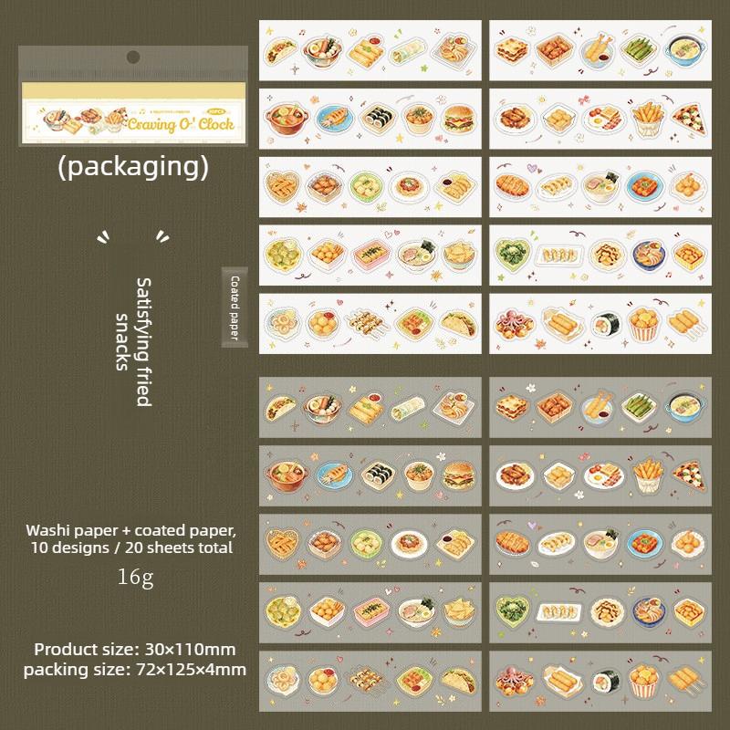 20 food themed die-cutting stickers per pack, Greedy Moment series sticker book