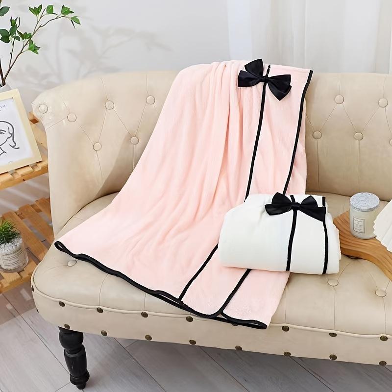 

Elegant Black Bow Towel Set - Quick-Dry, Ultra-Soft Polyester, Pink & Beige Options. Complete Bathroom Essentials! рожевий