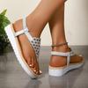 Fashion 2025 Summer Fashion Women's Clip Toe Platform Sandals Silver Cut Out Wedge Heels Sandalias Mujer Beach Casual Thick Flip Flops