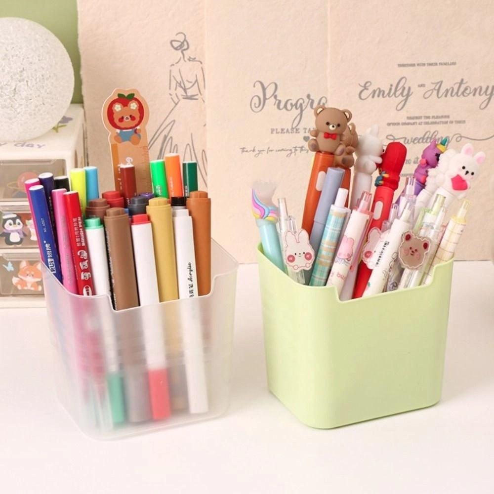 Transparent Pencil Storage Box Large Capacity Storage Bucket Korean Desk Pen Holder  Home Office