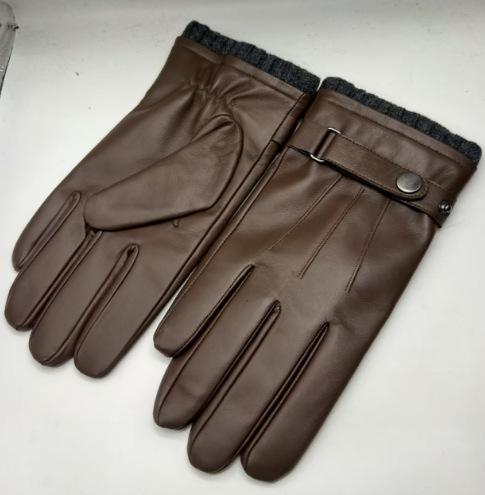 Men's Ski Leather Gloves, Winter Outdoor Riding Touch Screen Sheepskin Thermal Gloves