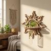 Mirror Wood Wall Mount Flower Shelf Sun Clouds Flower Stand Wall Flower Vase  Living Room