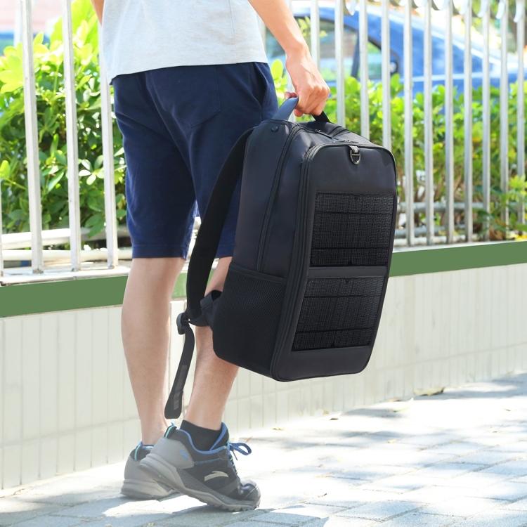 HAWEEL 14W Solar Panel Power Backpack Laptop Bag with Handle and 5V / 2.1A Max USB Charging Port(Black)