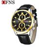 OFNS Cross-Border Men's Multifunctional Luminous Watch with Calendar and Sunburst Dial, Three Eyes, Six Hands, Waterproof.