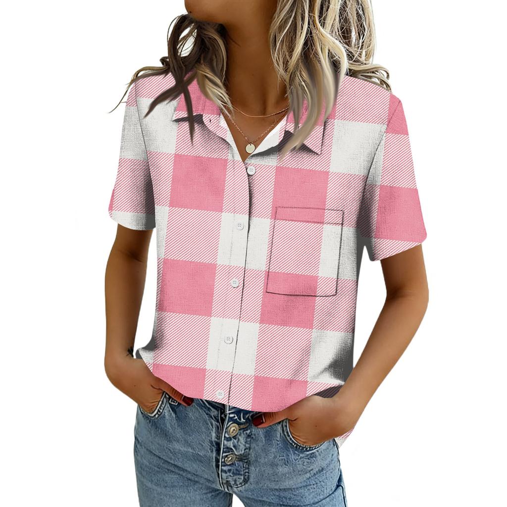 Women Blouses Short Sleeve Button Down Shirts Business Casual Dressy Work Tops Summer Spring Clothes