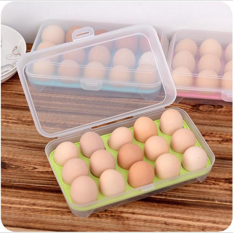15-Grid Portable Egg Storage Box for Refrigerator and Picnics