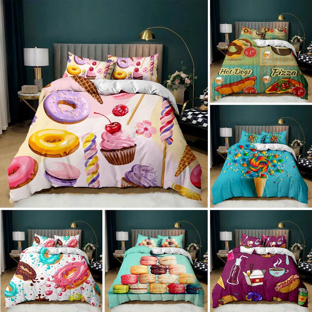 Doughnut Colorful Tie Dye Comfortable Duvet Quilt Cover Pillowcase Bedding Set Children Bedroom Decoration Home Textile
