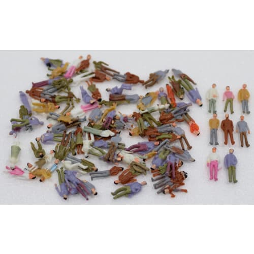 N Gauge Doll and Miniature Car Random Set (100 Dolls, 5 Miniature Cars) 1/150 Scale Ideal for Dioramas, Architectural Models, etc.