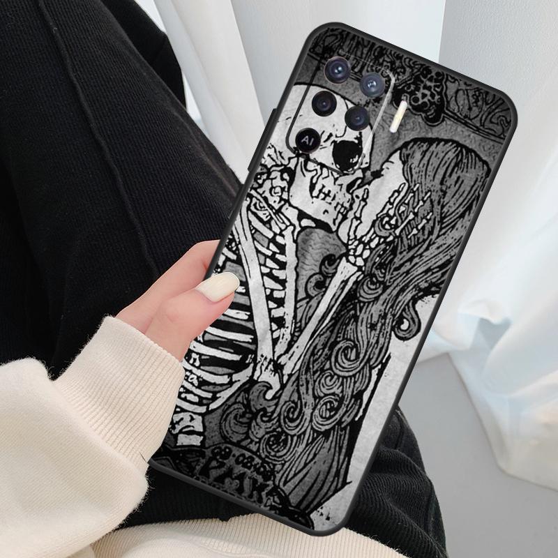 Skeleton Skull Kiss Case For Oppo A17 A57 A77 A40 A78 A54 A74 A94 A76 A16 A96 A18 A60 A80 A38 A58 A98 A15 A5 Pro