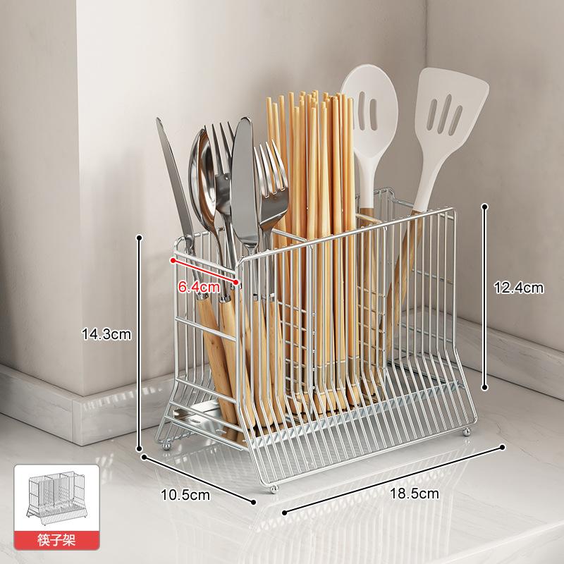 304 Stainless Steel Chopstick Holder - Kitchen Countertop Drainage Storage Rack for Utensils,Modern Chopstick & Spoon Organizer