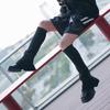 Harajuku Damskie Rozcięte Ocieplacze na Nogi z Szeroką Nogawką Dzianinowe Długie Skarpety do Kolan